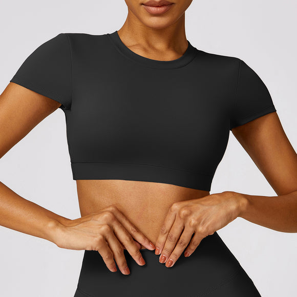 Top Deportivo Ajustado Antiimpacto con Manga Corta para Yoga