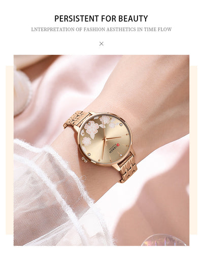 Reloj de Cuarzo para Mujer con Correa de Acero y Diseño Floral - Image 16