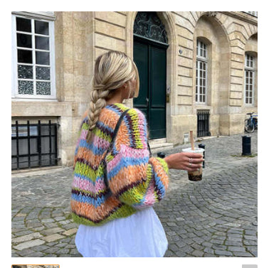 Cardigan Tejido Multicolor de Manga Larga para Mujer - Image 17