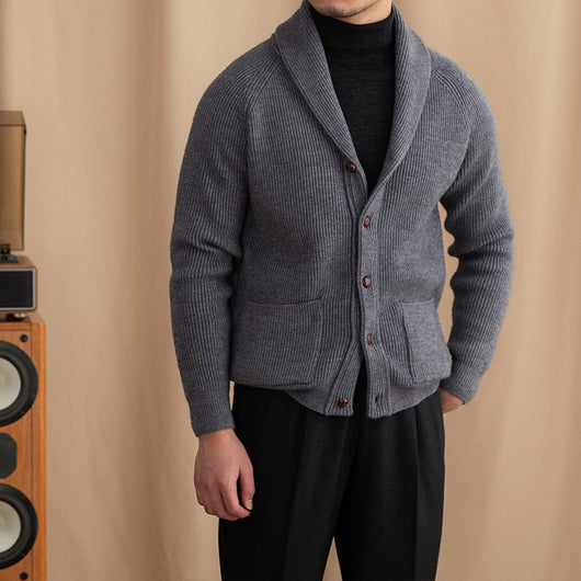 Cardigan Tejido Grueso Vintage para Hombre Estilo Retro - Image 9