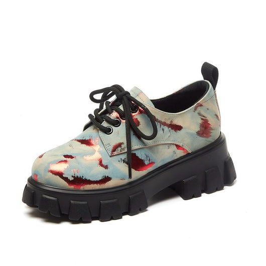 Zapatos Casuales Tipo Plataforma con Cuña y Punta Redonda en Camuflaje - Image 9