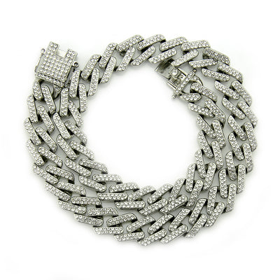 Collar Cadena Cubana Cuadrada con Diamantes Geométricos para Hombre - Image 15