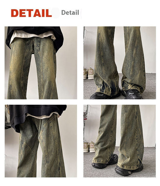 Pantalón Ancho Retro Americano Lavado Suelto con Micro Pinzas - Image 14