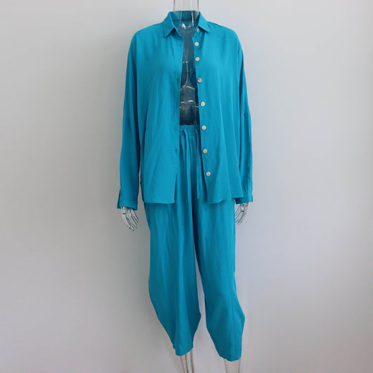 Conjunto Casual Polo Manga Larga y Pantalón Harem - Estilo Europeo Moderno - Image 3