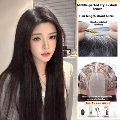Peluca Larga Mujer Cabello Natural Liso Frente Encaje Completo Premium - Image 7
