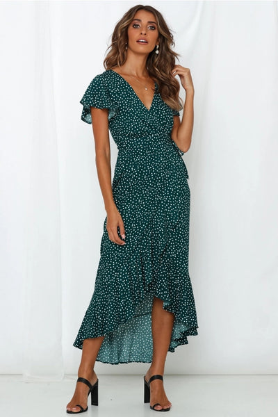 Vestido de Encaje Floral Escote V Manga Corta - Estilo Europeo Verano - Image 12