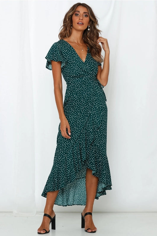 Vestido de Encaje Floral Escote V Manga Corta - Estilo Europeo Verano - Image 12