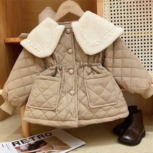 Abrigo Acolchado de Algodón y Terciopelo para Niñas - Image 3