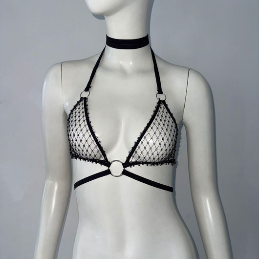 Top Bandage Strass Fishnet - Elegancia y Brillo - Image 3
