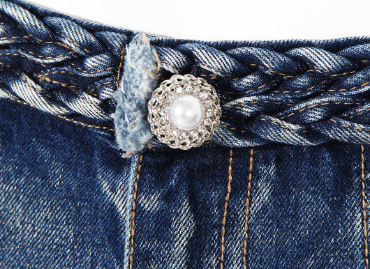 Pantalones de Mezclilla Acampanados Tejidos a Mano para Mujer - Image 13
