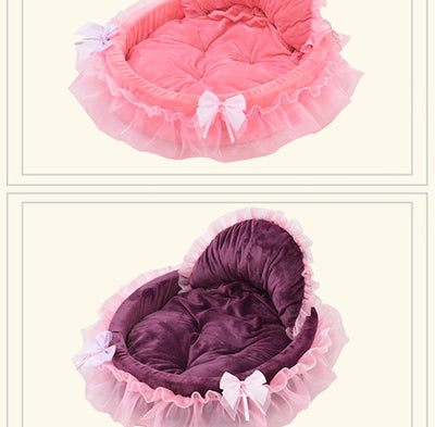 Cama Princesa para Mascotas con Encaje Teddy - Image 18