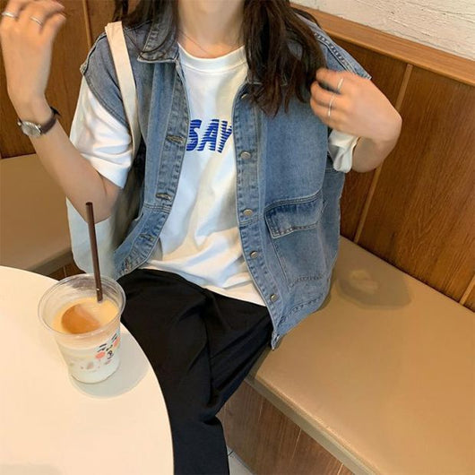 Chaleco Denim Suelto sin Mangas para Mujer - Estilo Coreano Primavera - Image 17
