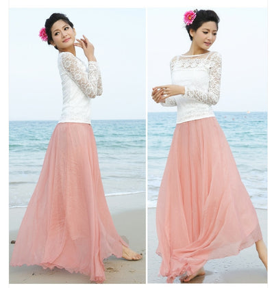 Vestido Playero Elegante de Gasa de Seda Dorada - Corte Amplio - Image 7