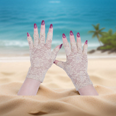 Guantes de Encaje sin Dedos con Protección Solar para Mujer Verano - Image 12