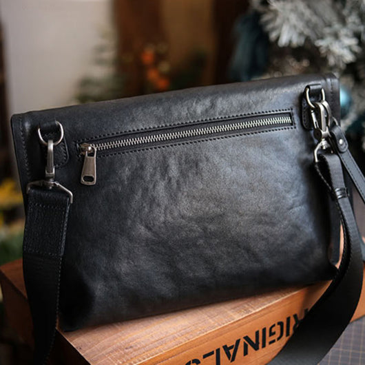 Bolsa de Cuero para Hombre Bandolera Un Hombro Piel Vacuna Suave - Image 5