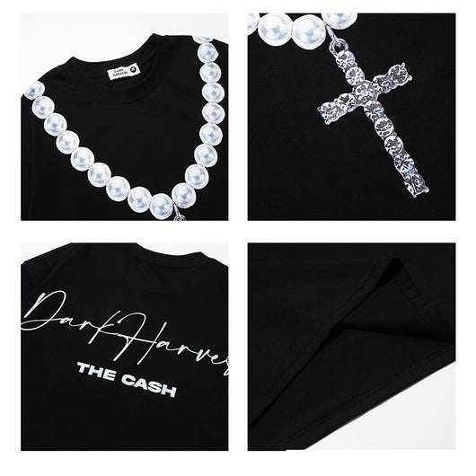 Camiseta Estampada Cadena Letras Grandes - Diseño Personalidad Masculino - Image 4
