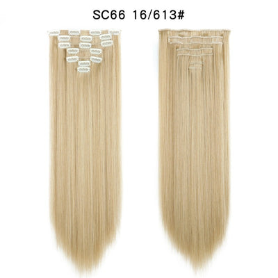Set de Extensiones de Cabello con 16 Clips - Peluca de Fibra Sintética Premium - Image 47