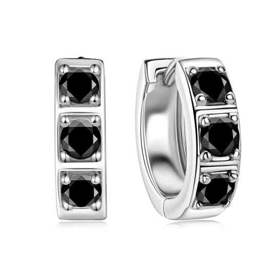 Aretes Hip Hop Moissanita Plata 925 Clip Negro y Blanco Elegante - Image 16