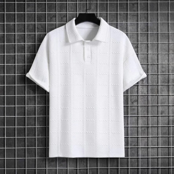Polo Manga Corta Texturizado para Hombre con Cuello Solapa