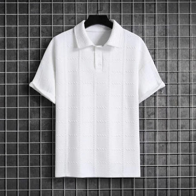 Polo Manga Corta Texturizado para Hombre con Cuello Solapa - Image 2