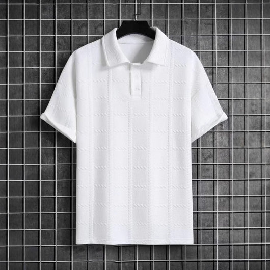 Polo Manga Corta Texturizado para Hombre con Cuello Solapa - Image 2