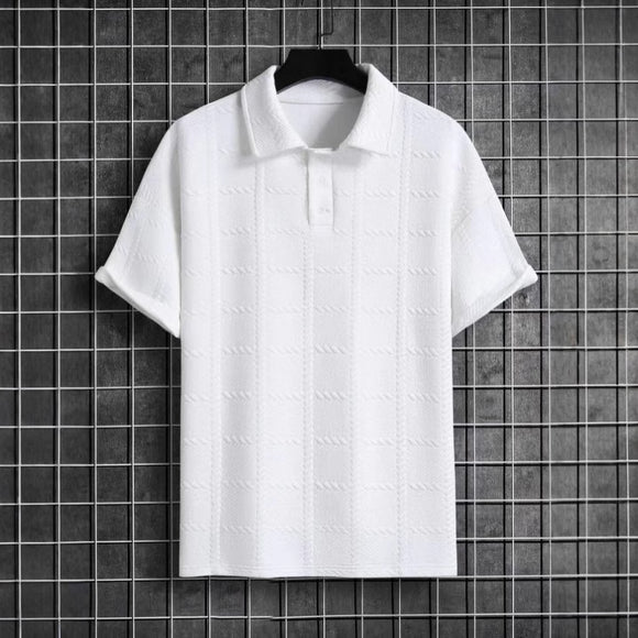 Polo Manga Corta Texturizado para Hombre con Cuello Solapa