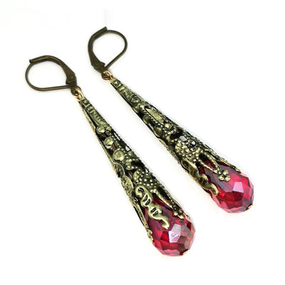 Aretes Largos de Cristal Vintage Lujo con Diseño Floral - Image 5