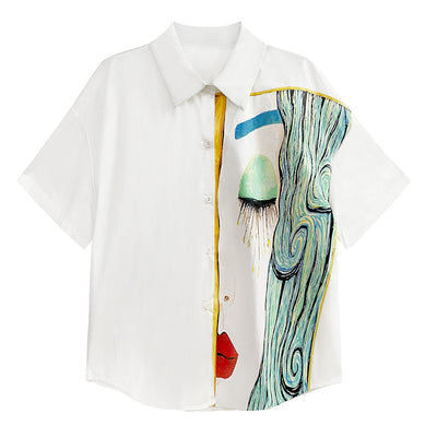 Blusa Estampada Suelta de Manga Corta para Verano - Image 3