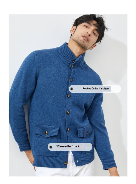 Cardigan de Cashmere Tejido Casual Manga Larga para Hombre - Image 20