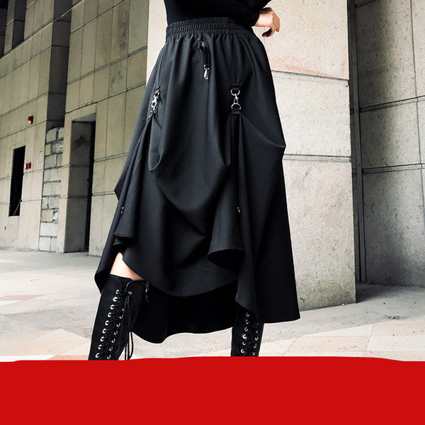 Falda Midi Negra Elegante Ajustada Clásica