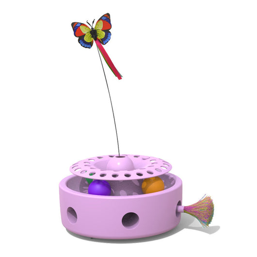 Juguete Interactivo 3 en 1 para Gatos con Plataforma Giratoria, Mariposas y Plumas - Image 7