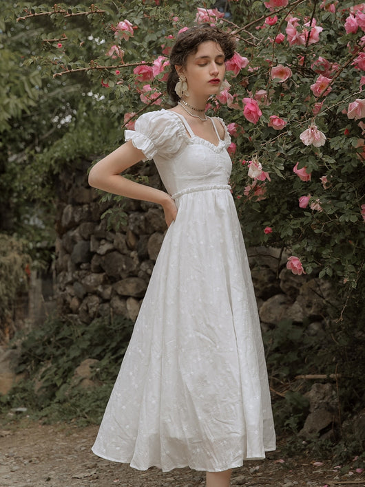 Vestido Falda Blanca con Bordado Floral Campánula - Image 8