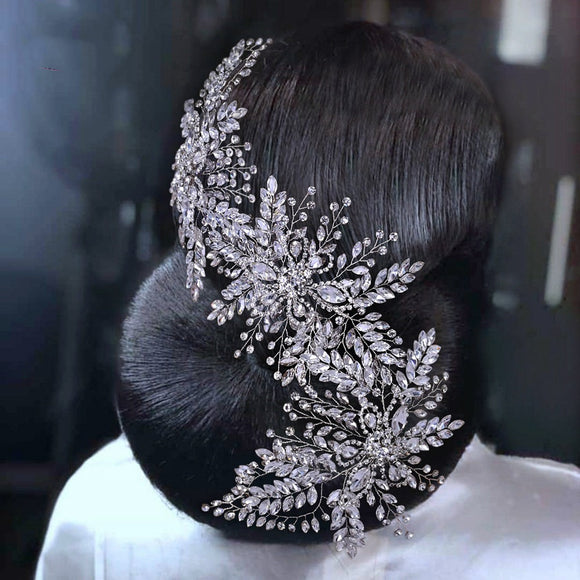 Tiara Nupcial de Lujo Hecha a Mano con Cristales Brillantes