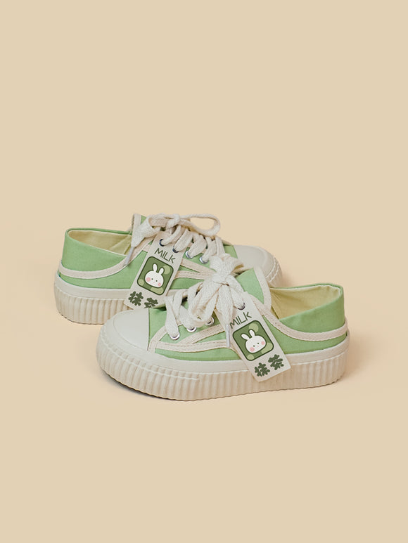 Zapatos Bajos Respirable Estilo Japonés con Suela Gruesa Color Bisqué