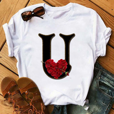 Playera Casual Estampado Alfabeto Inglés Rosa para Estudiantes - Image 12