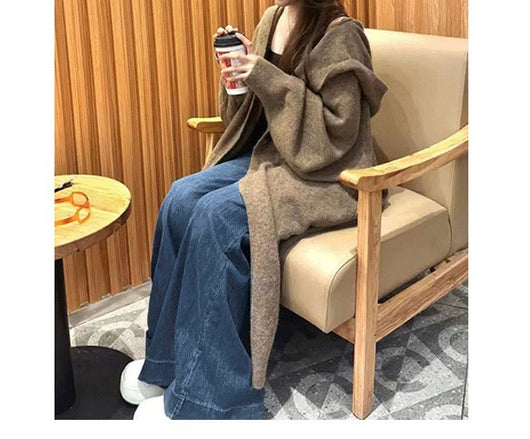 Cardigan Largo con Capucha Estilo Coreano Tejido para Mujer - Image 12