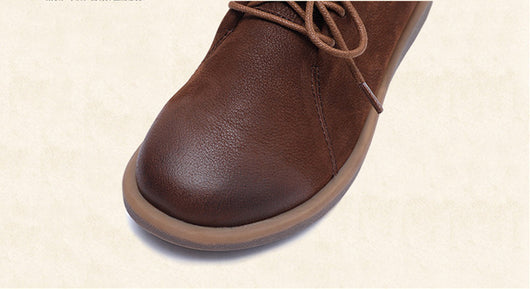 Zapatos de Cuero Estilo Retro con Cordones y Punta Redonda - Image 13