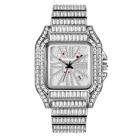 Reloj de Cuarzo Hip Hop con Diamantes Completos y Carátula Grande para Hombre - Image 4