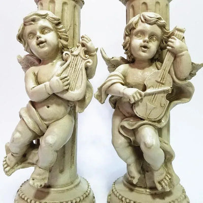Set de 2 Candelabros Retro Ángel Cupido en Mármol - Image 10