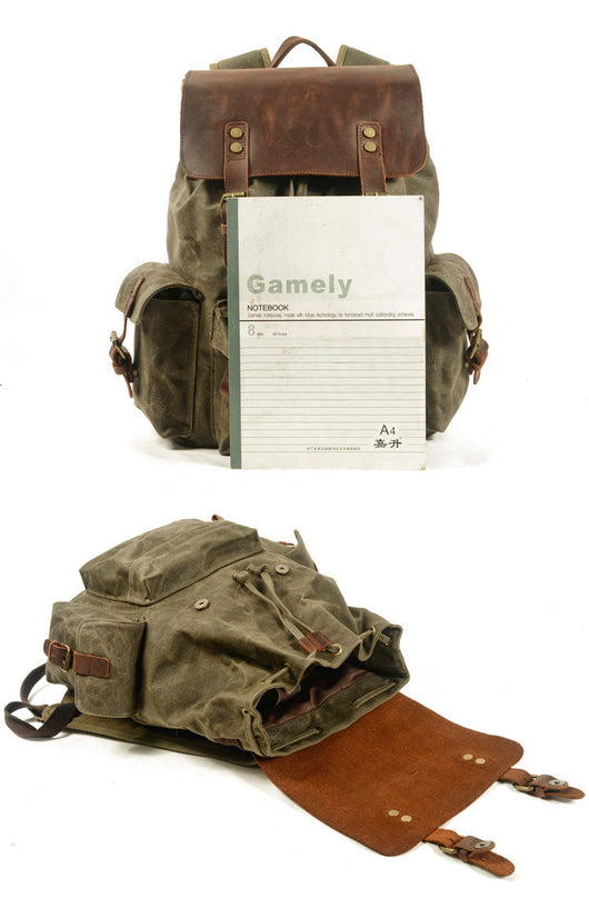 Mochila Casual para Hombre de Lona Encerada - Estilo Moderno con Compartimento para Laptop - Image 12