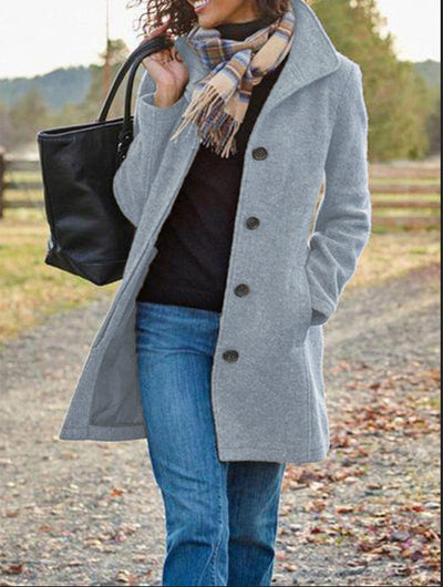 Abrigo Cardigan de Lana para Mujer con Cierre de Hebilla Decorativa - Image 14