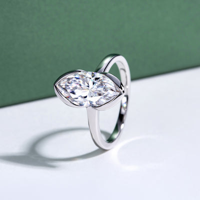 Anillo de Moissanita Marquesa de 3 Quilates con Semihalo - Image 12