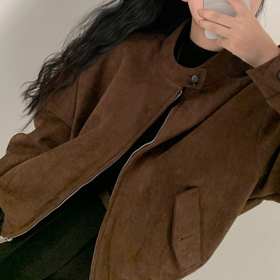 Abrigo Retro de Ante Cálido con Doble Cierre - Perfecto para Otoño Invierno - Image 29