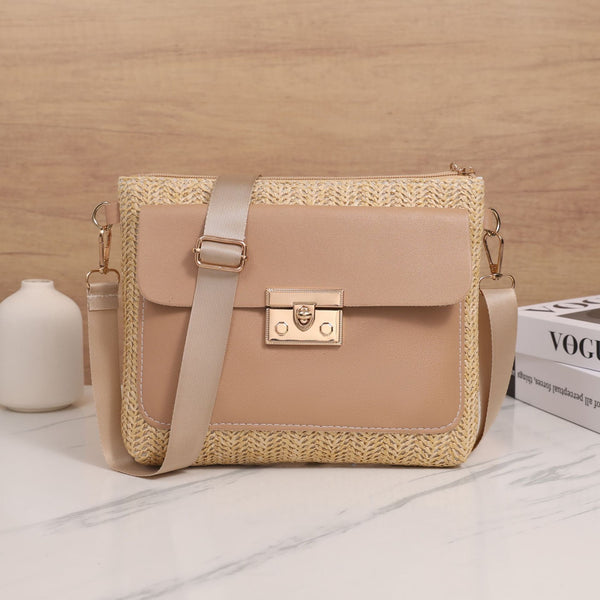 Bolsa de Hombro Tejida en Paja - Diseño Liso y Versátil