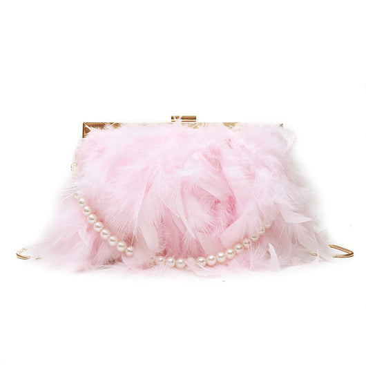 Bolso Diagonal con Cadena de Plumas y Perlas - Image 11