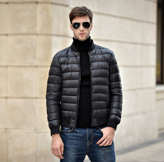 Chaqueta de Plumas para Hombre con Cuello Alto y Corte Moderno - Image 7