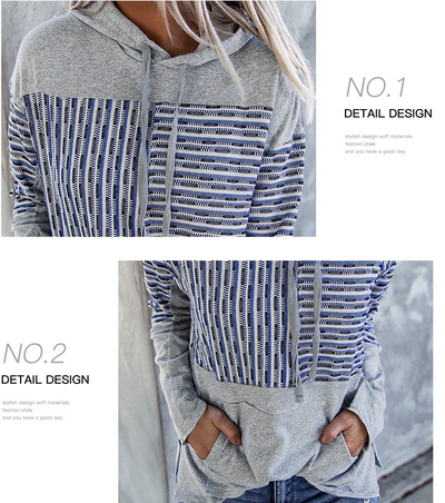 Sudadera con Capucha Mujer a Rayas - Estilo Casual Versátil - Image 8