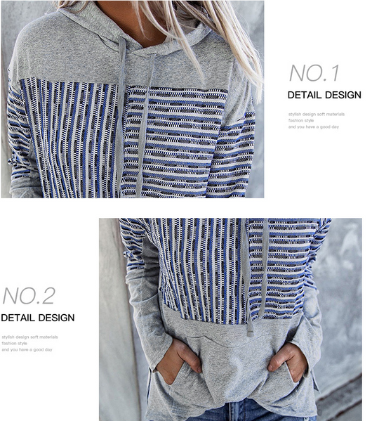 Sudadera con Capucha Mujer a Rayas - Estilo Casual Versátil - Image 8