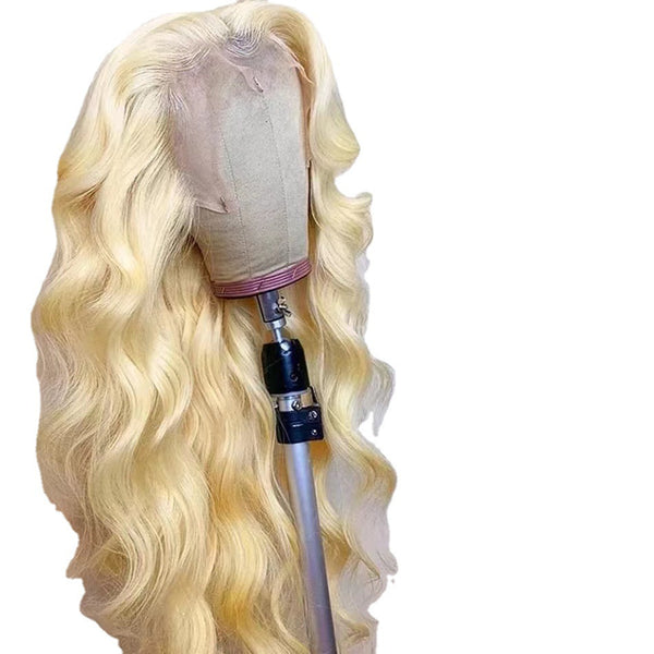 Peluca Rubia Dorada Ondas Grandes con Encaje Frontal