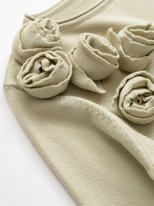 Suéter de Punto para Mujer con Cuello Redondo y Detalles Florales - Image 10